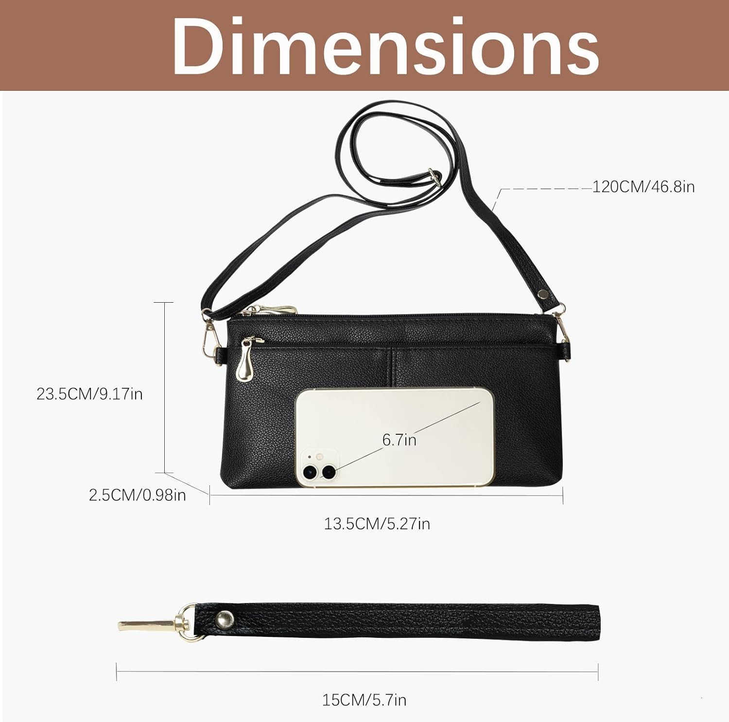 Leather Wristlet Clutch Wallet Purses For WomenWomens Triple Zip Cell Phone Bags Small Crossbody BagW250910