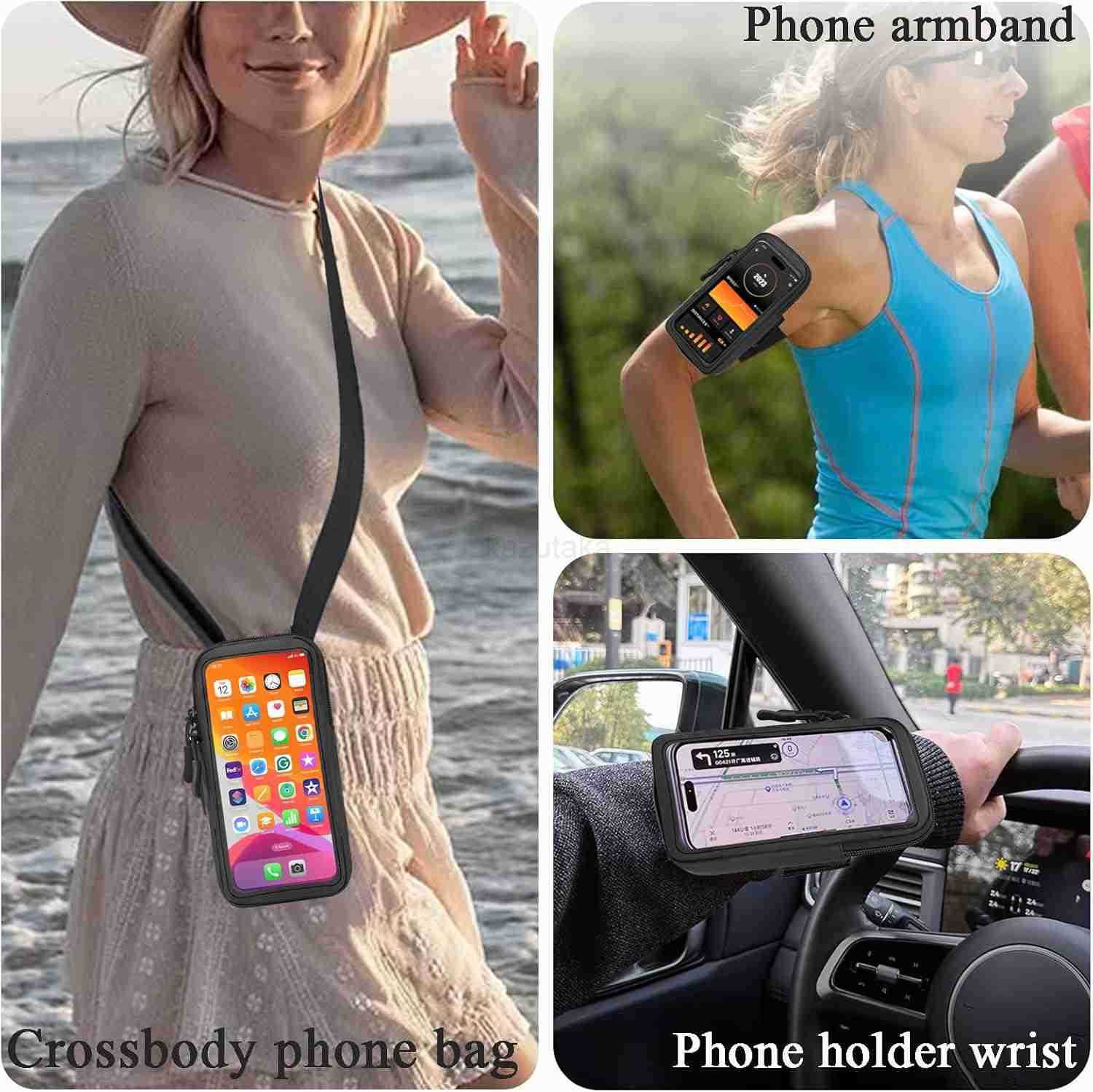 Phone Holder for Running Walking and Workout Adjustable Arm Band Armband for iPhone and Cell Phones Clear Crossbody Phone Pouch Purse with Strap for W
