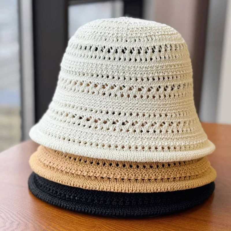 Wen Bucket Hat Summer Hollow Out Thin Breathab Sun Hat Fa Beach Panama Fold Outdoor Casual Japanese Fishierman G250910