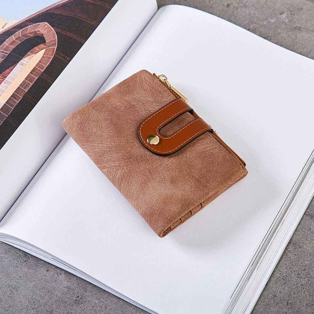 Womens Rfid Small Bifold Leather Wallet Ladies Mini Zipper Coin Purse id card PocketSlim Compact ThinZ250910