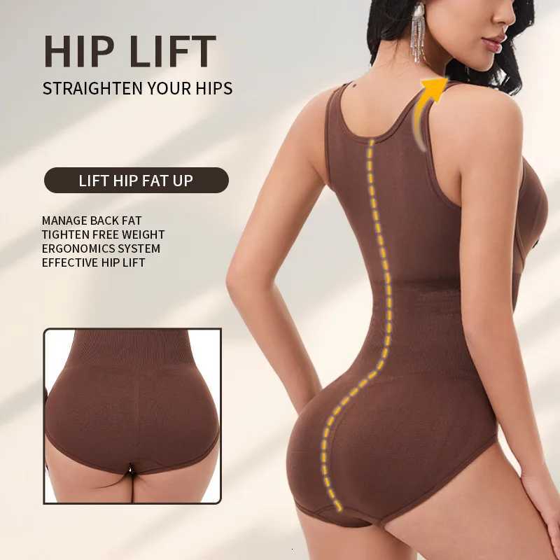 Women Shapewear Bodysuit Double Layer Tummy Control Triangle Cut Snap Crotch Butt Lift Waist Slimming Underwear W250910