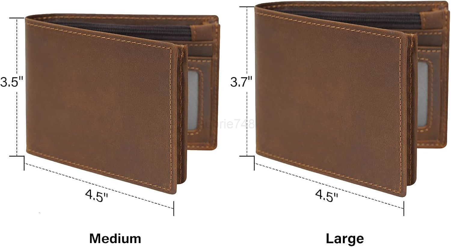 Mens RFID Blocking Cowboy Genuine Natural Crazy Horse Leather Bifold WalletZ250910