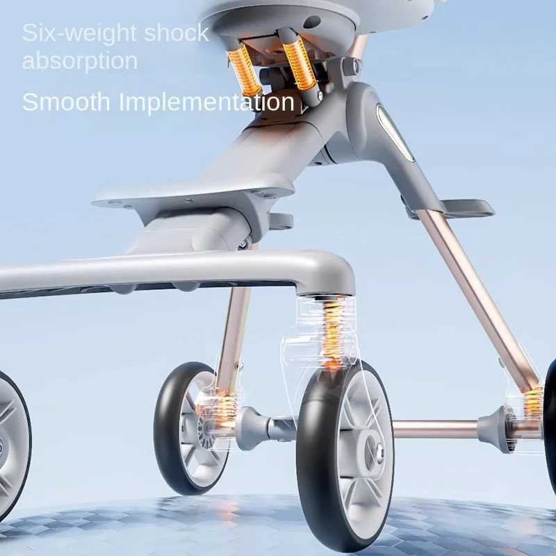 Baby Stroller Can Sit and Lie Down Foldable Lightweight Travel Twoway High Landscape Six Shock Absorption Comfortable Seat W250910