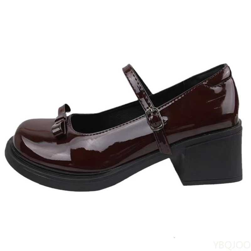 2025 French Mary Jane high heels New Bow leather shoes Round toe British style Womens Shoes Fashion comfortable buckle pumps W250910