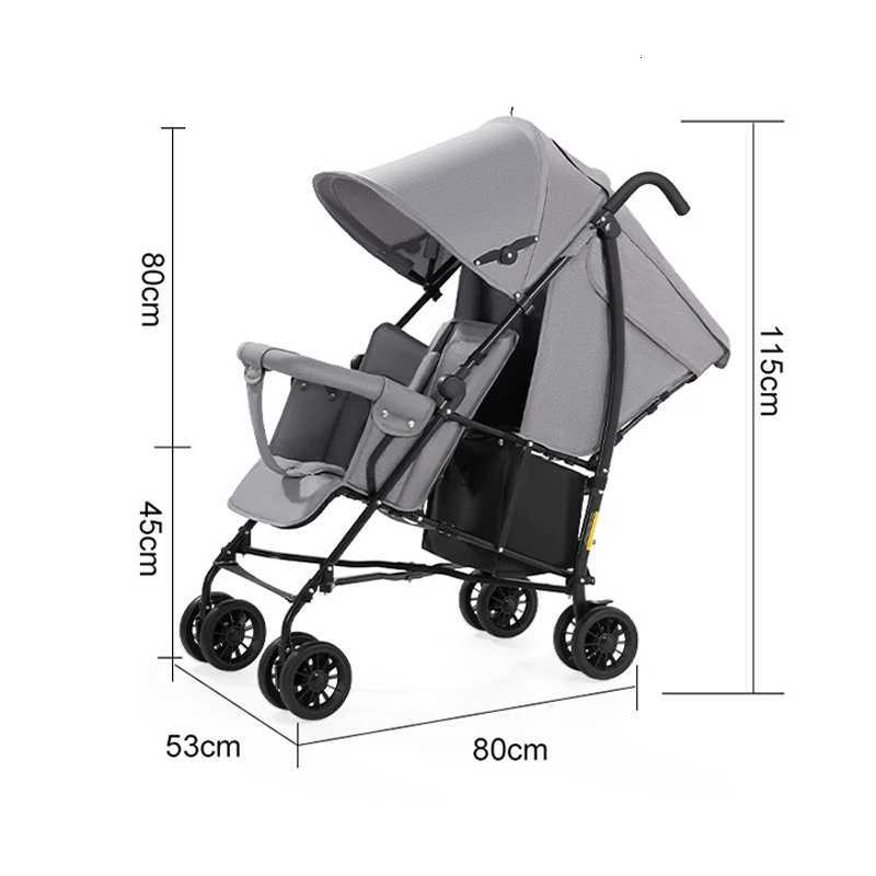 Twin Baby Stroller Can Sit and Half Recline Children Stroller Front and Rear Double Seat Lightweight Folding Double Pram W250910