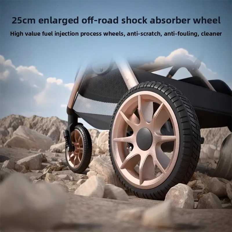 Lightweight Baby Stroller with Shock Absorption Suitable for Outdoor Travel Adjustable Backrest Onetouch Folding W250910