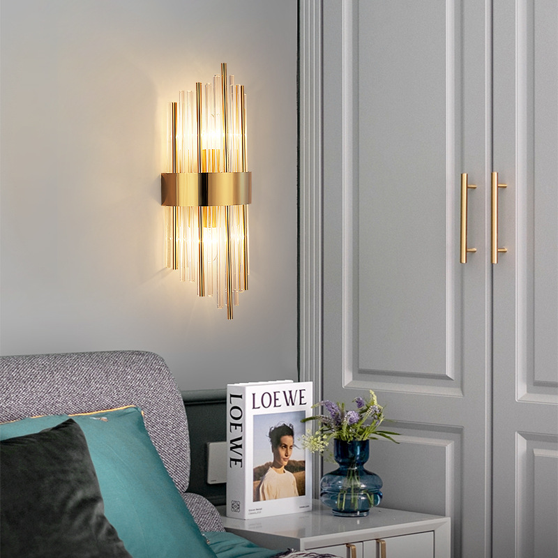 Nordic Modern Crystal Wall Lamp - Light Luxury Style For Living Room Accent Wall Staircase Corridor Bedroom Sleek Elegant Home Lighting Fixture-86006