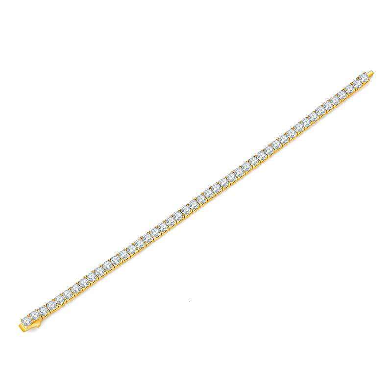12462 Fine Fashion Sterling Sier and Gold Plated Moissanite Tennis Bracelet for Men & Women Hiphop Rock Style