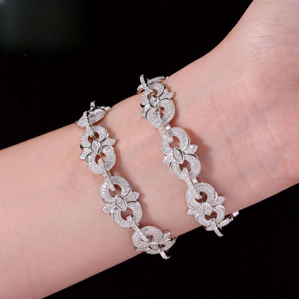 Fashion Style VVS Sterling Sier Dia Hip Hop Iced Out Moissanite Cuban Bracelet