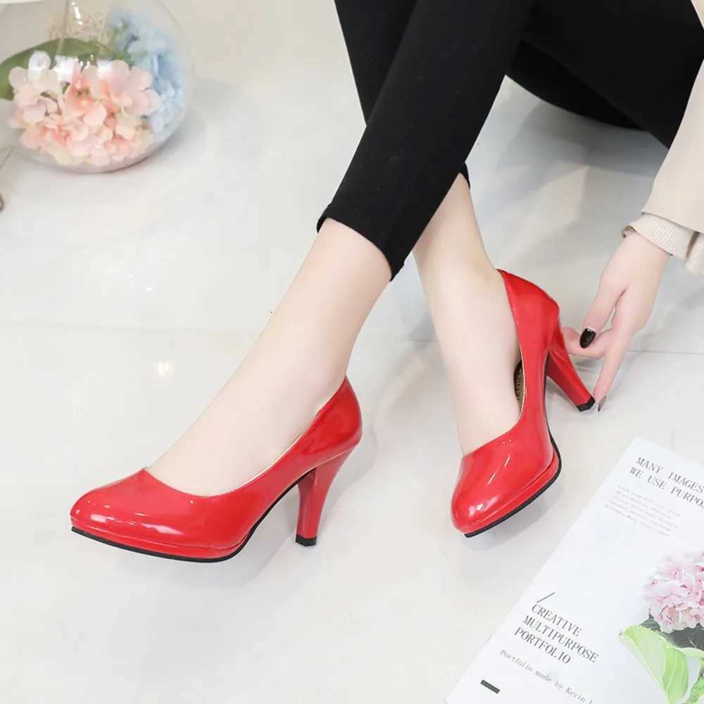 High Heels Shoes Women White Wedding Shoes Thick High Heels Fashion Party Pumps Footwear Black Red Big Size 3442 W250910