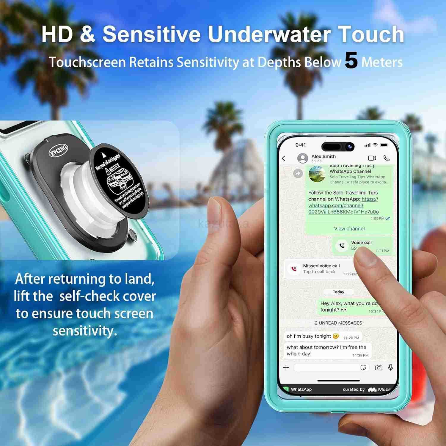 Waterproof Phone Case Up to 69 inch IPX8 Underwater Phone Cases for Snorkeling Universal Diving Case with Lanyard for iPhone 16 Pro Max1514 S24 Beach 