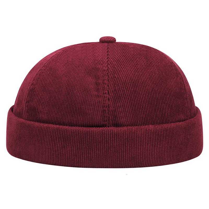 2024 New Fashion Casual Solid Color Corduroy Minimalist Solid Color Unisex Brimss Hat Autumn and Winter Windproof Beanie G250910