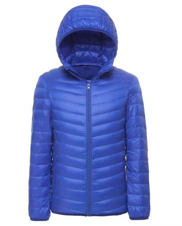 Plus Size Men White Duck Down Jacket Ultra Light Thin Casual Coat Outerwear with Hood Winter Autumn
