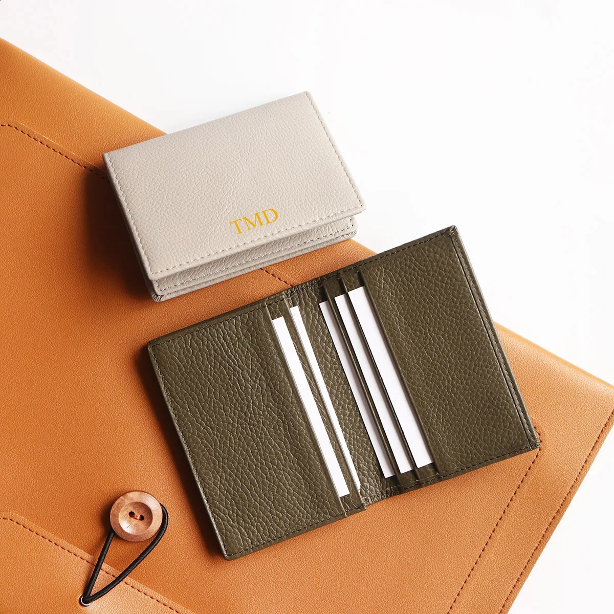 Personalize Name Business Card Holder Genuine Leather Men ID Credit Card Wallet Custom Company DIY Gift Women Cardholder250906