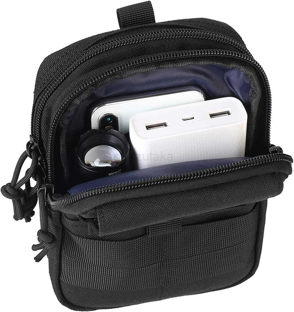 Multipurpose Tactical Molle Mobile Phone Belt Pouch EDC Gadget Slim Utility Waist Bag with Cellphone Holster Large Black Z250910