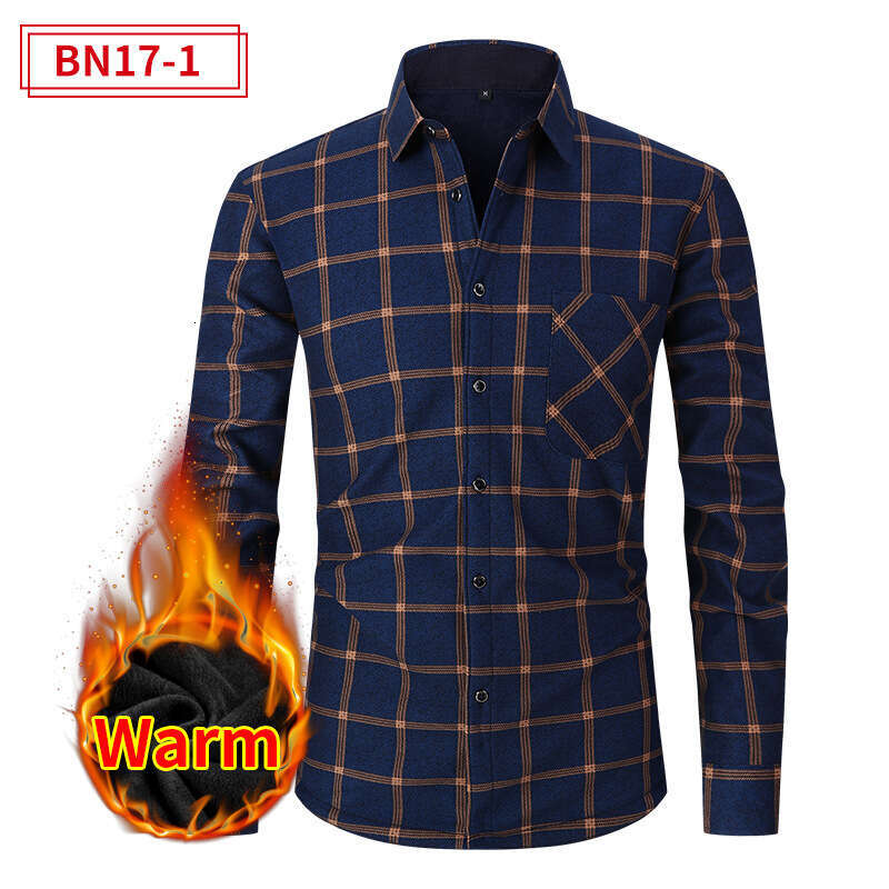 European American style casual thick warm for men, long sleeve plus size autumn and winter shirt 2025 new versatile fashion clothing