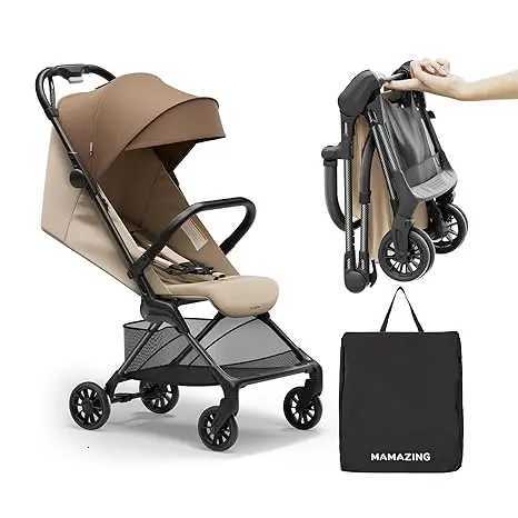MAMAZING Ultra Air X Lightweight Travel Stroller 99lbs Carbon Fiber with UPF50 Waterproof Fabric BROWN W250910
