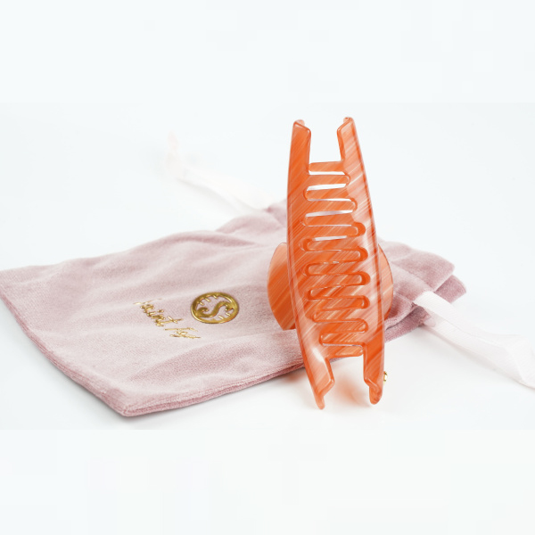 Premium oversized curved clip with feminine temperament, versatile acrylic hair clip, hair style shark clip Chase the Orange Era, Fashionable Orange H