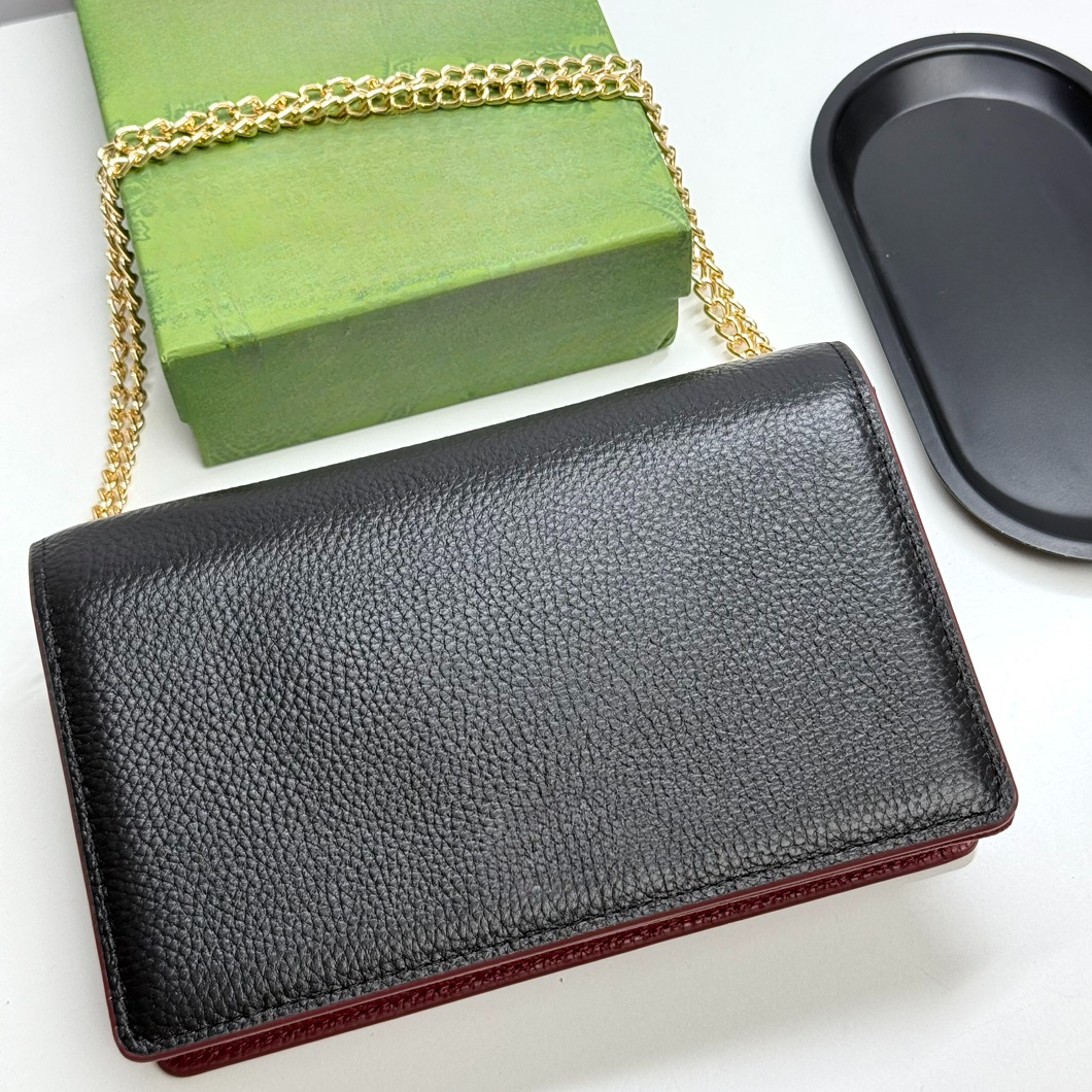 Genuine Leather Evening Bags Wallet On Chain Cowhide Shoulder Crossbody Bag Evening Party Clutch Envelope Purses And Handbags Card Holders Luxury Short Wallet 3362