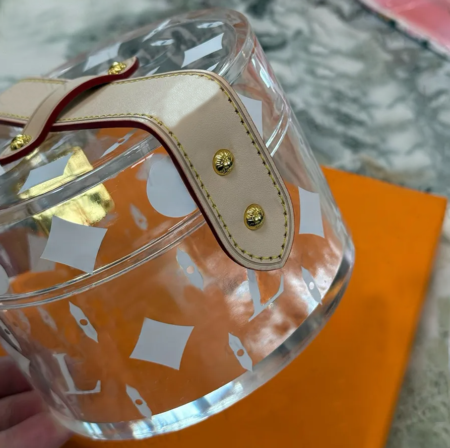 Designer Jewelry Boxes Transparent Cosmetics Case Fashion Key Stationery Genuine Leather Handle Letter Design Canvas Stained Glass Leather With Scarve gift