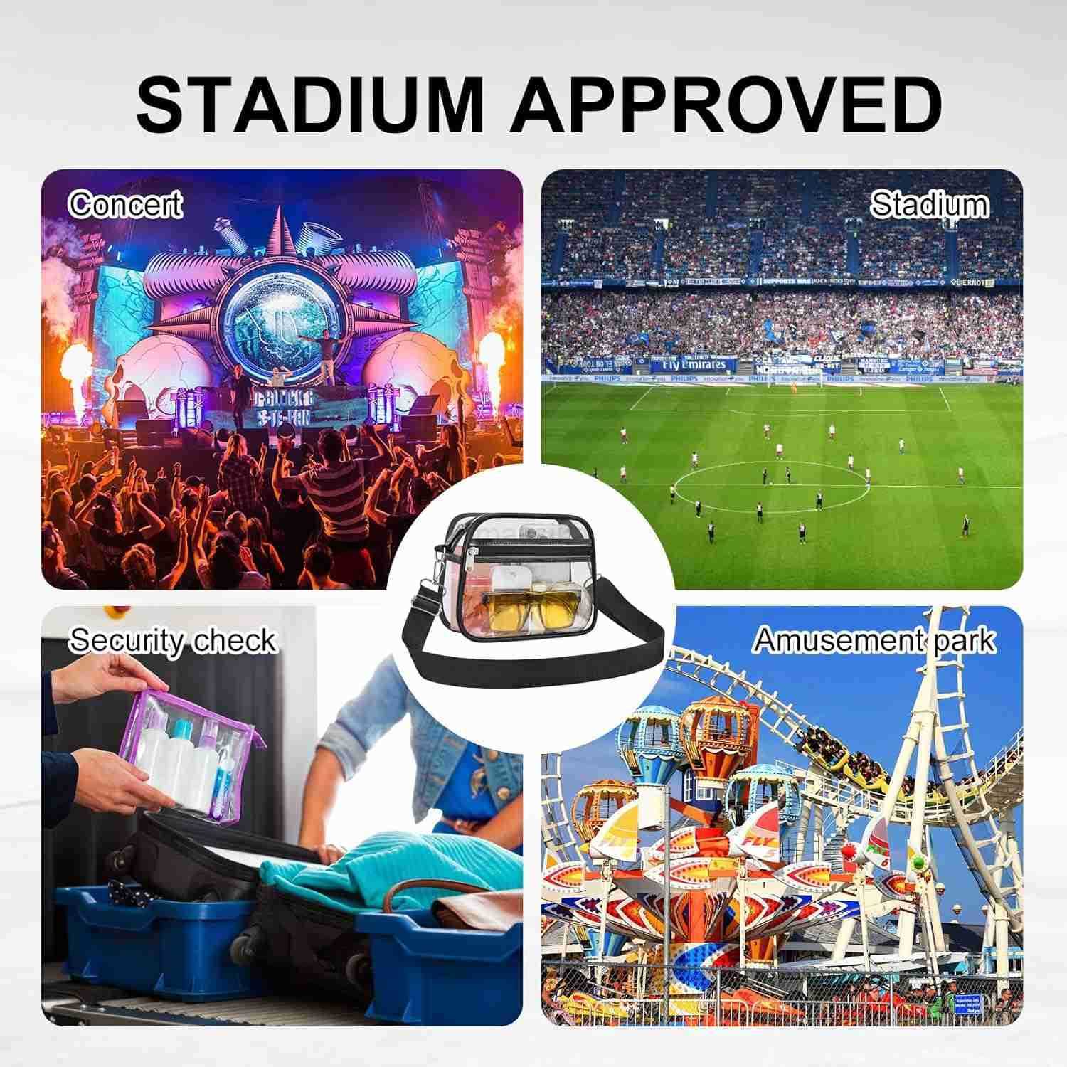 Clear Bag for Stadium Events Clear Purse for Women and Men for Sports Events Concerts Festivals M250910