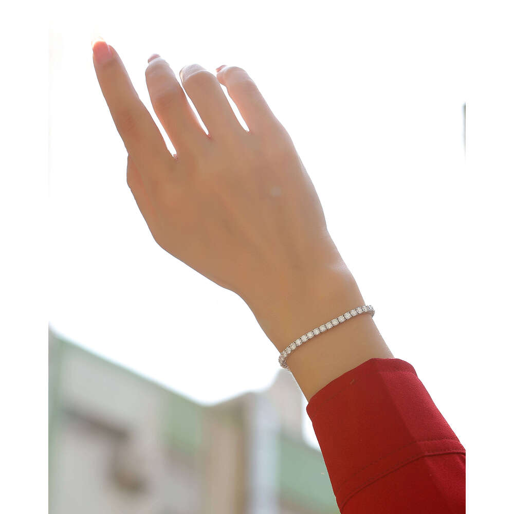 12462 Fine Fashion Sterling Sier and Gold Plated Moissanite Tennis Bracelet for Men & Women Hiphop Rock Style