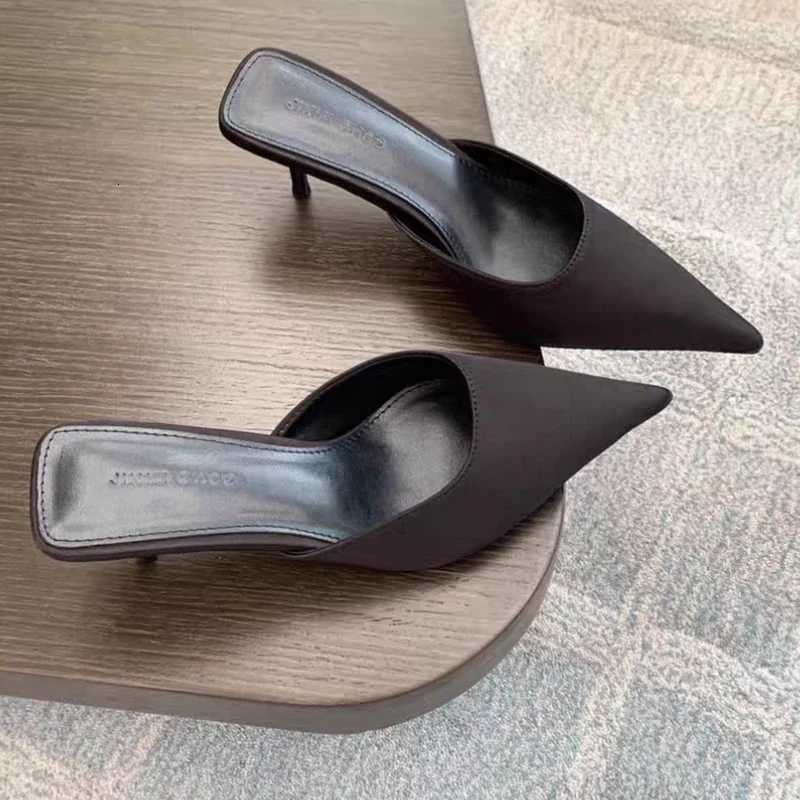 Shoes Female 2025 Brand Slingbacks Womens High Heels Fashion Dress Pumps Women Pointed Toe Thin Heel Plus Size Womens Slippers W250910