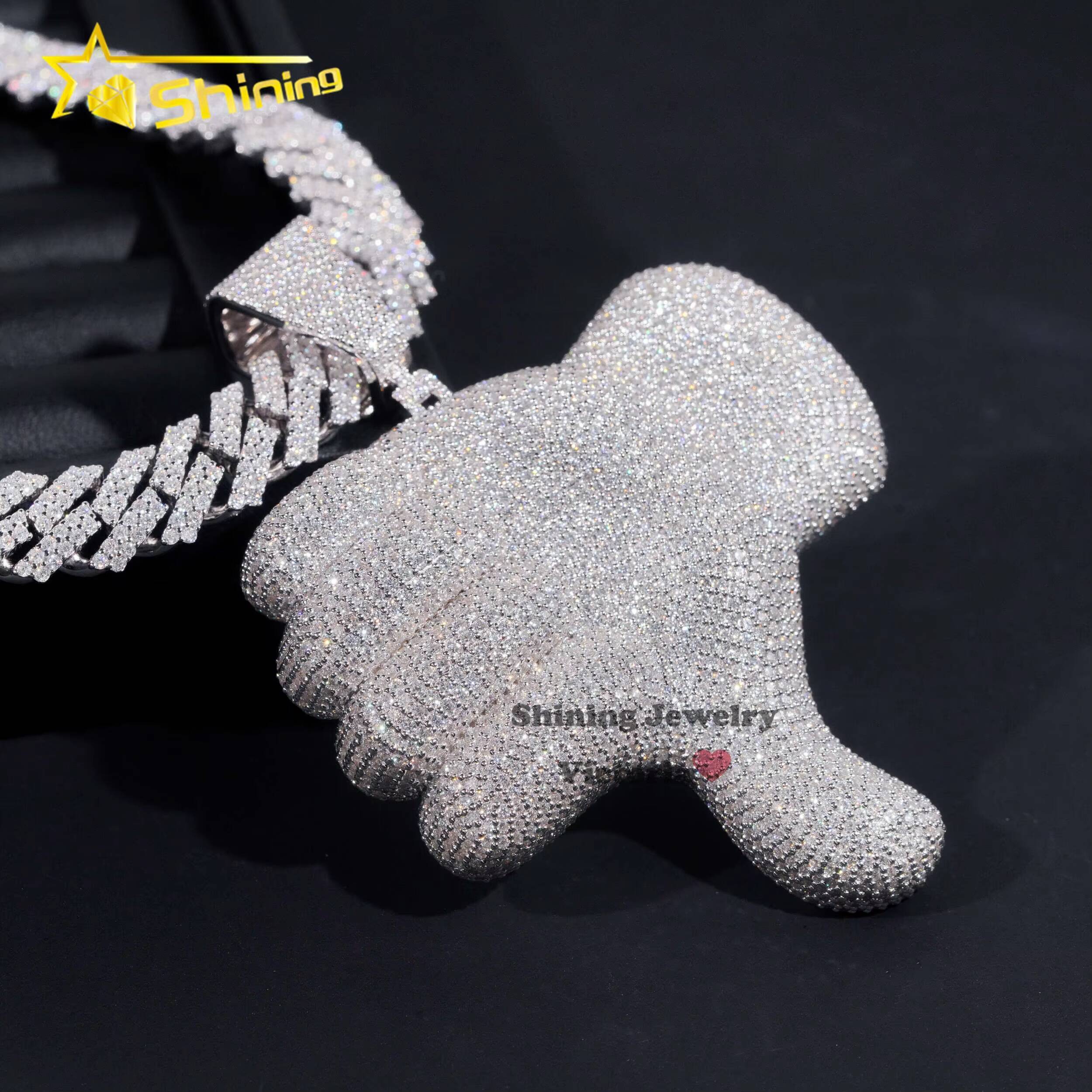 Personalized Rapper Charms Hip Hop Jewelry 925 Silver White Gold Plated VVS Moissanite Diamond Custom Iced Out Pendant