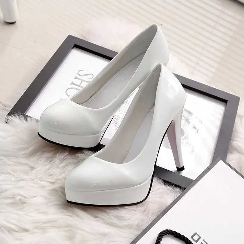 2024 Womens Highheeled Shoes Sexy Round Toe Womens Platform Heeled Shoes Patent Leather Party Dress Ladies Shoes Plus Size W250910