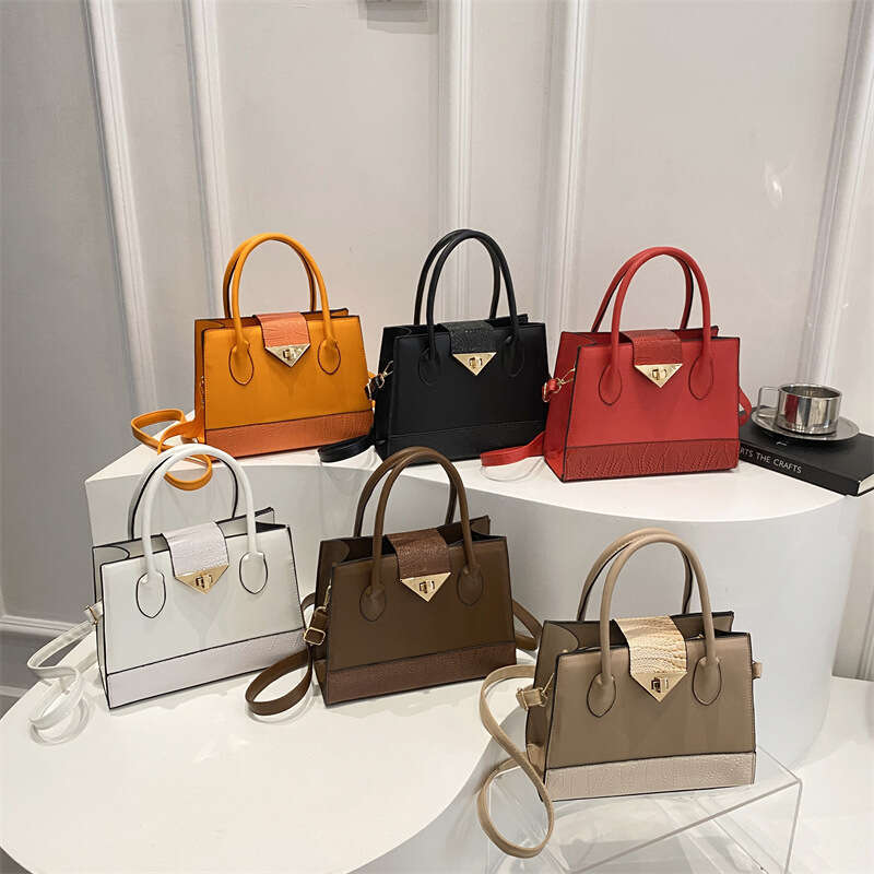 New Fashion Lock Buckle Patchwork Texture 2025 Women's Large Capacity Simple Stylish Single Shoulder Crossbody Handbag Small Square Bag