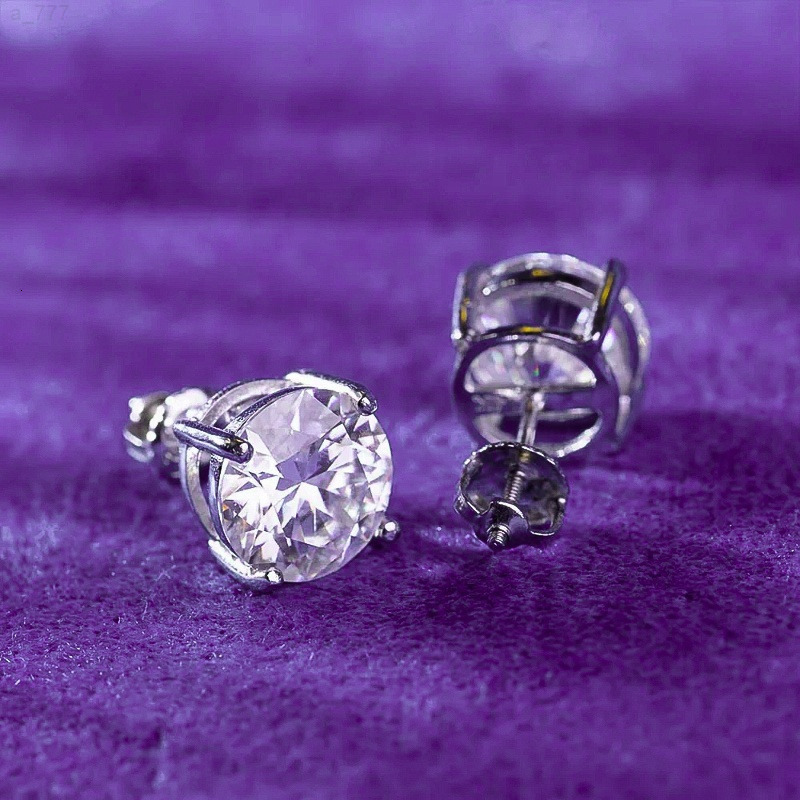 3MM10MM Pass Diamond Tester Hip Hop D Color VVS Moissanite 4 Claws Stud Earrings With 925 Sterling Silver GRA Women Men