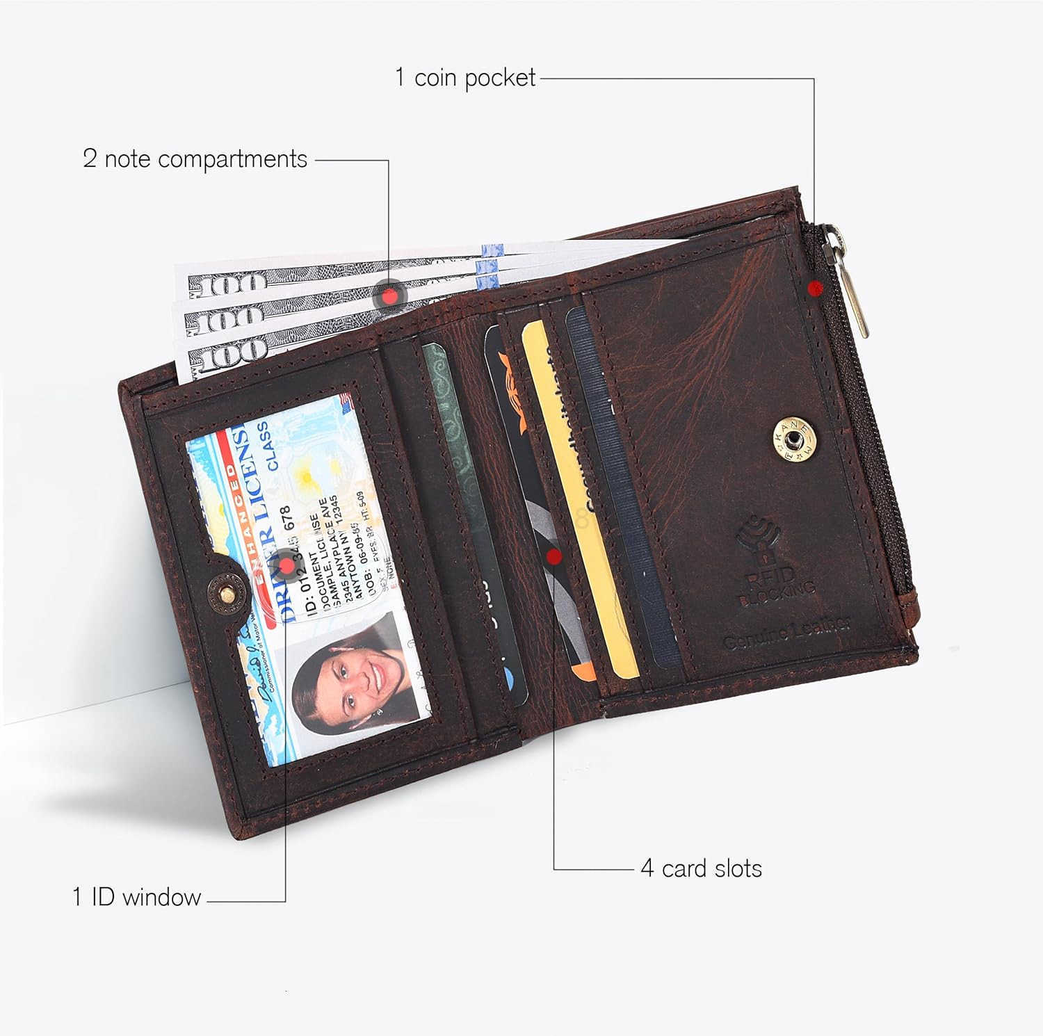 Wallet For Women Full Grain Leather Small RFID Coin Purse CARD ID Holder for LadiesBifold Wallets for TeenagerZ250910
