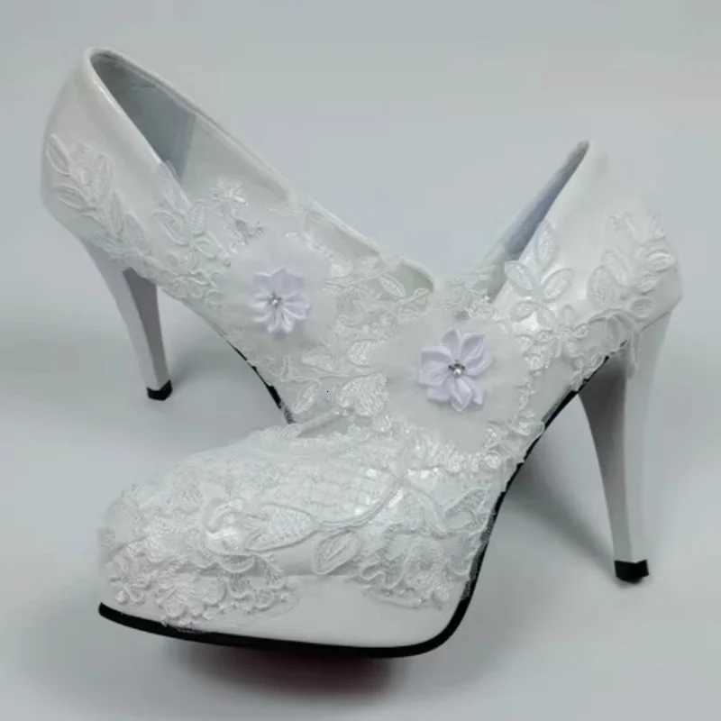 Spring new roundtoe waterproof platform lace rhinestone lowheel wedding shoes thin highheeled dress largesize womens shoes W250910