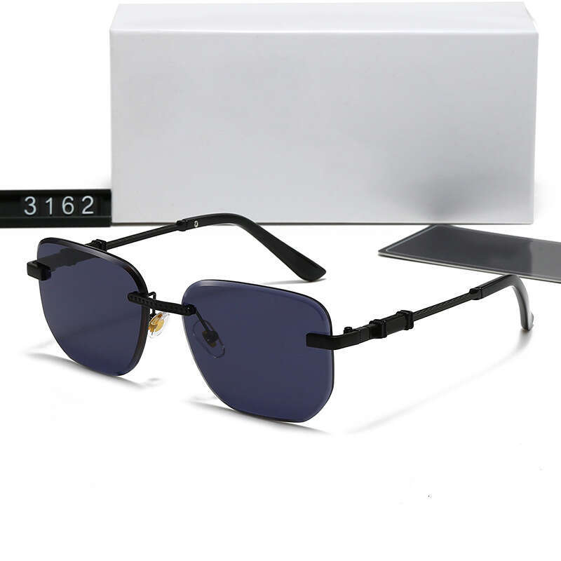 New Fashion Rimless for Men and Women Trendy Curved Surface Sunglasses UV Protection 3162