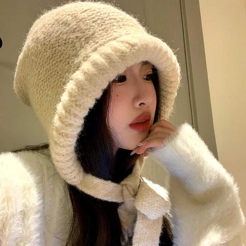 Knitted Beanies C For Men Women Winter Warm Unisex Hooded Hat Neck Collar Scarf C Ski Beanie Cold Hats Balaclava Cs BonnetXJ250910