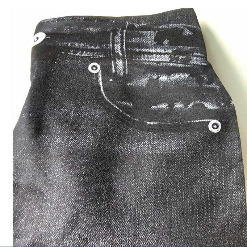 1pcs Womens Denim Print Leggings Females Fashion Slim Leggings Faux Jeans Leggings Lady Stretch Printed Tights Black Blue Pants Z250910