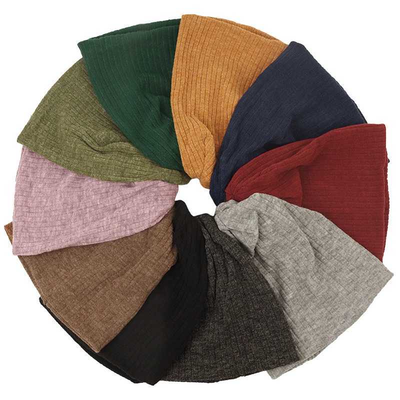 Geebro Winter Wen Casual Solid Color Striped Sklies Beanies Fme Soft Slouchy Knitted Ribbed s Ladies Baggy Knit Hats G250910