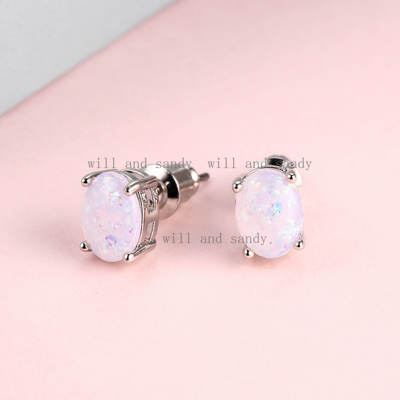 Sterling Silver Opal Stud Earrings for Women Wedding Earrings Square Cubic Zirconia Earrings Jewelry Mother Birthday Christmas Gift for Girls