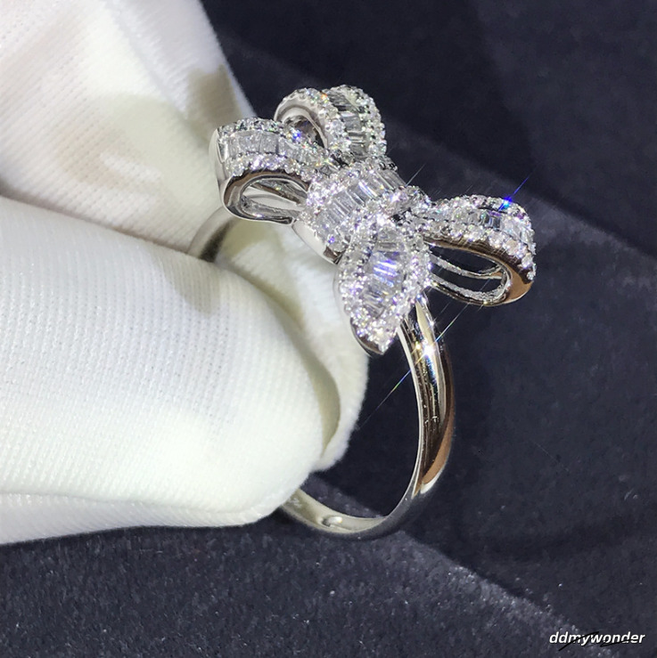 Choucong New Arrival Jewelry Sterling Sier T Princess Cut White Topaz CZ Dia Party Butterfly Women Wedding Band Ring Gift