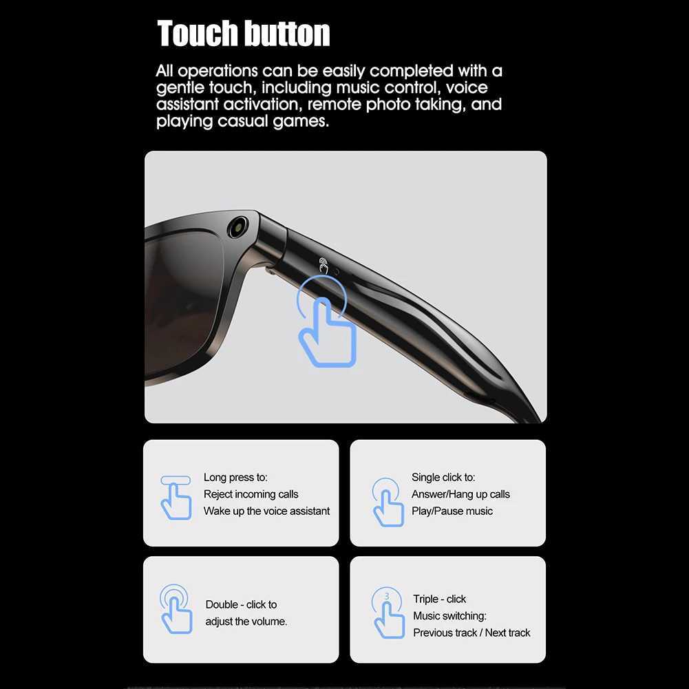 100MP HD Camera Glasses with Voice Assistant Control Chat GPT 260mAh Rechargeable BT Call Sunglasses T250910