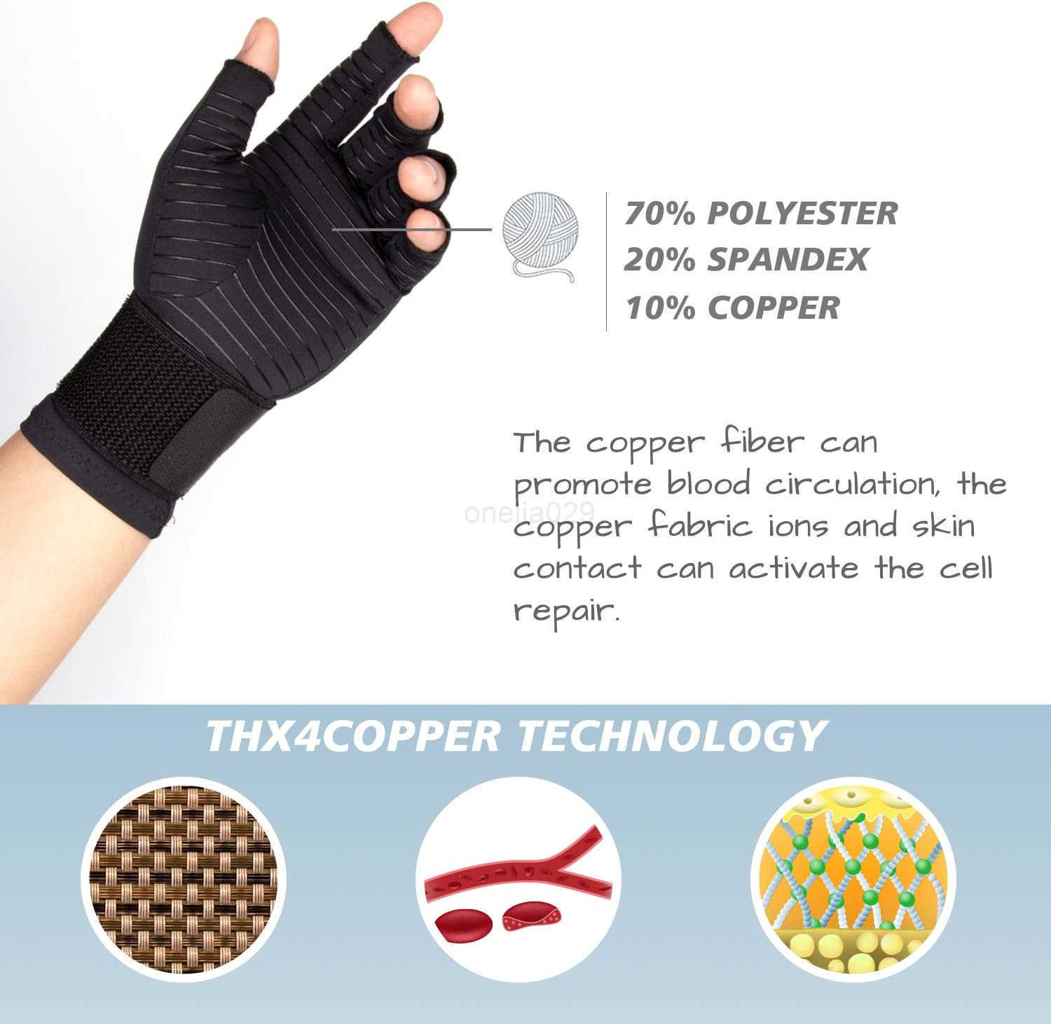 Compression Arthritis Gloves with StrapCarpal TunnelTypingSupport W250910