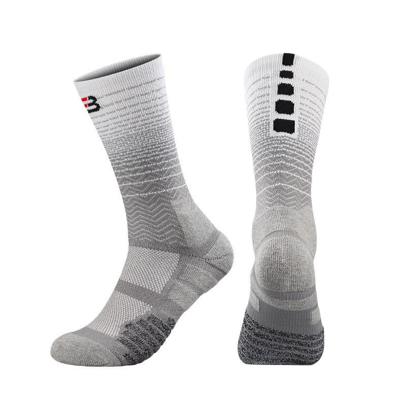 Adult mid-barrel elite basketball socks with thicker towel bottom stockings