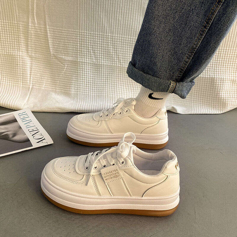 Niche Thick-Soled Sports Casual Women, Ins Style 2025 Summer and Autumn New Chunky Sneakers, White Designer Shoe Board Shoes for Women