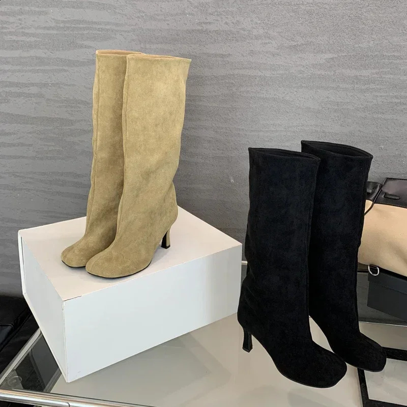 Winter Street Style Round Toe KneeHigh Women Boots Punk Thin High Heels Shoes Female Long Booties Zapatos De Mujer 250910