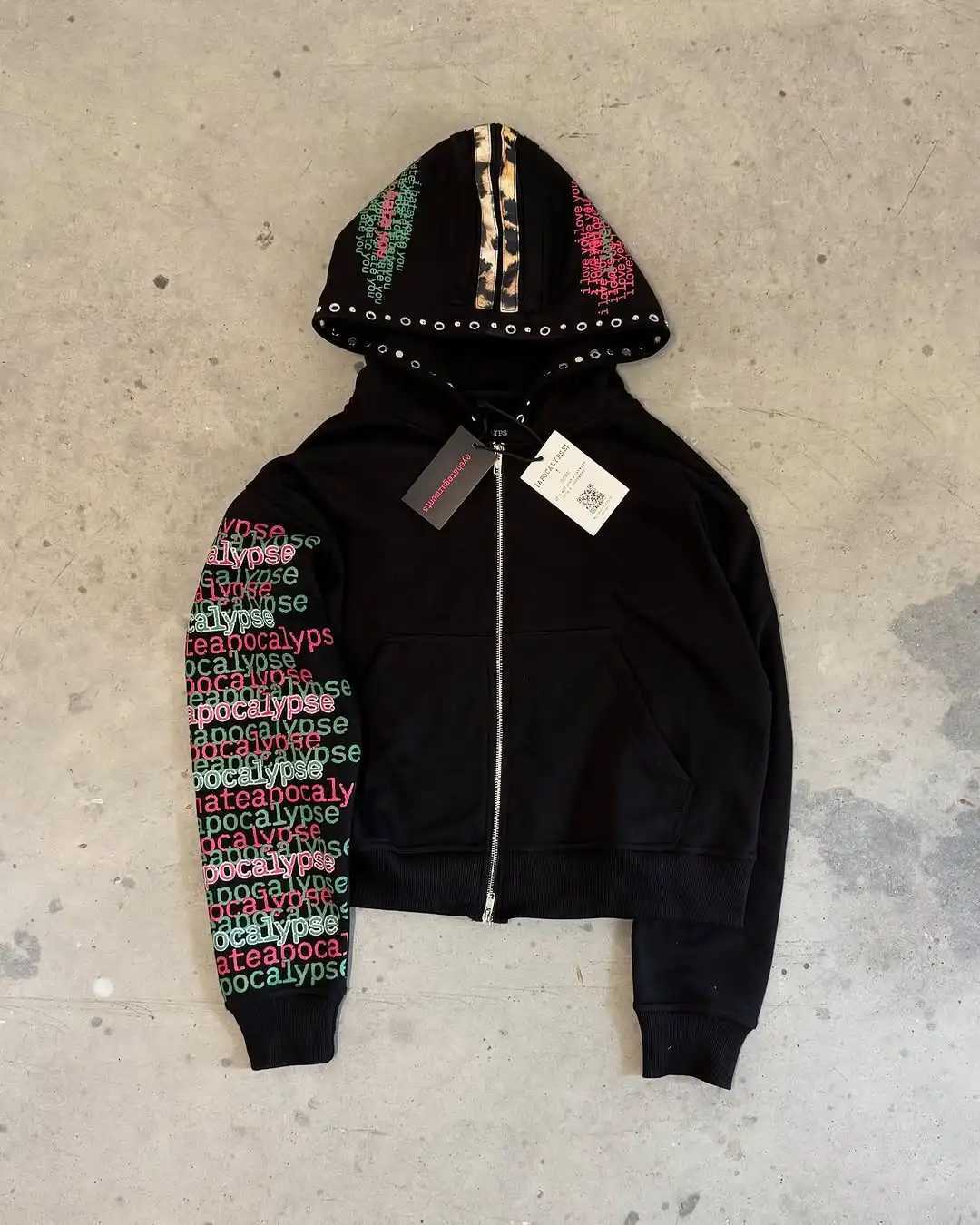 American Hip Hop Zip Up Hoodie Harajuku Fashion Leopard Print Oversized Hoodie Men Women Loose Casual Hoodie Jacket Strtwear X250910 L251018WBL6