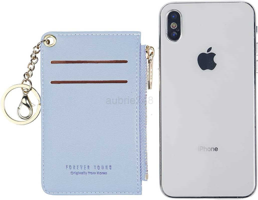 Small Wallets for Women Slim Leather Card Case Holder Wallet Coin Change Purse with KeychainZ250910