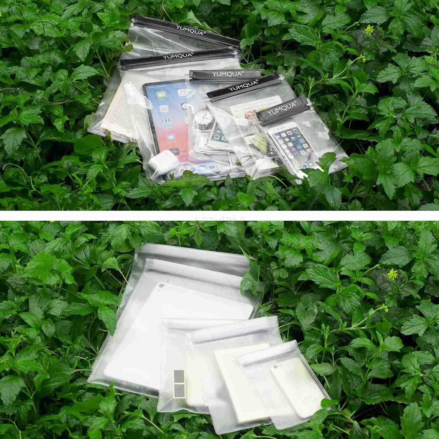 Clear Waterproof Bags 5 Pack Set Watertight Pouch Holder for Document Map Camera Mobile Phone Car Key fits Kayaking Boating Hiking Water Sports Z25091