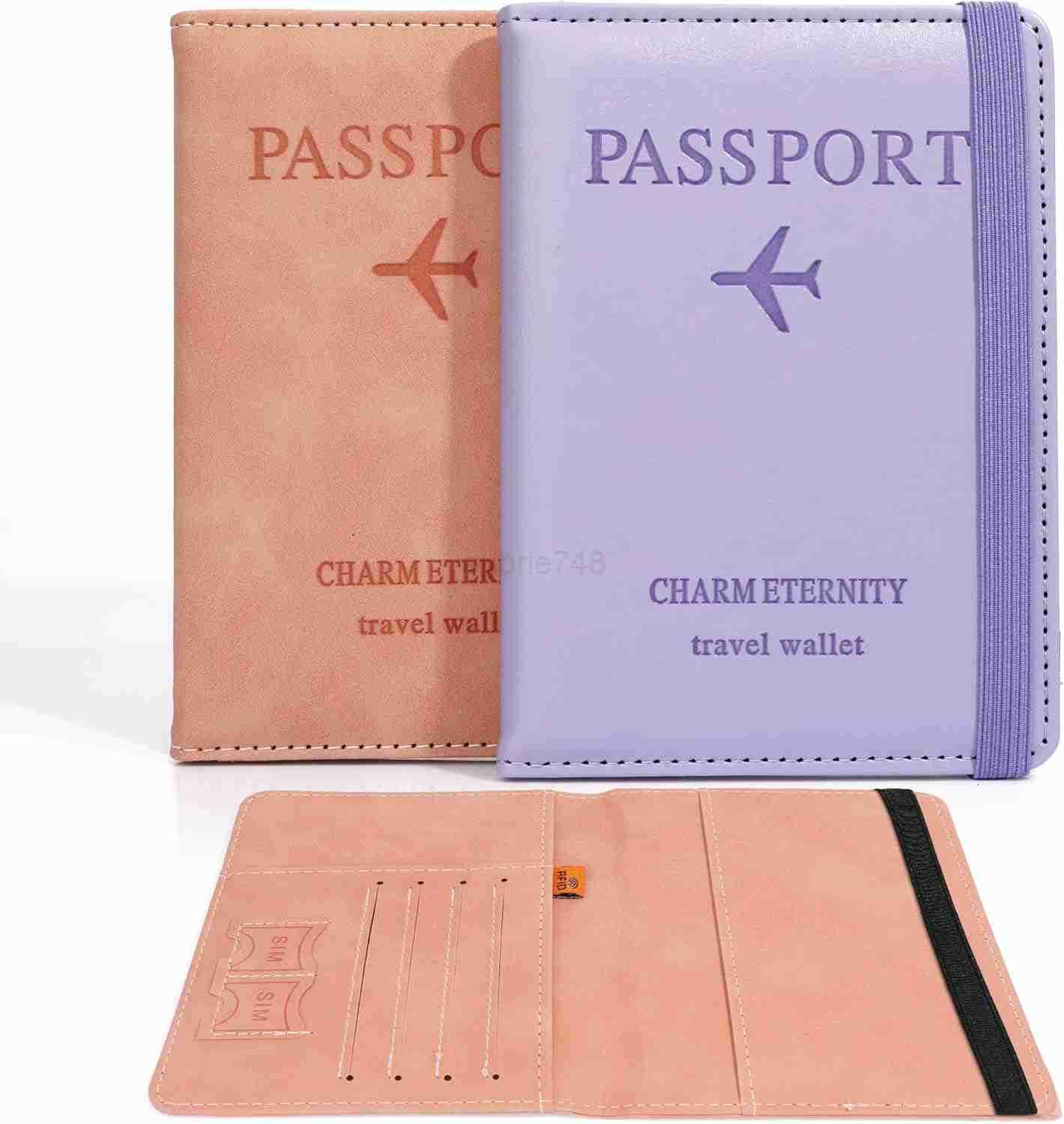 Passport Holder for Travel 2 Pack Passport Wallet PU Leather Passport Cover Case RFID Blocking Passport Book with Card Holder Travel Must Haves Travel