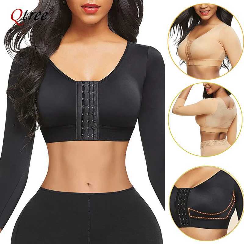 Women Arm Shapers Soft Intimates Daily Underwear Body Shaper Long Sleeves Front Entry Push Up WireFree Sports Bra with Hooks W250910