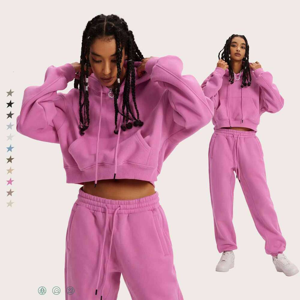 Pure Cotton Blank Long Sleeve Women's Sweatshirt Logo Short Hoodie
